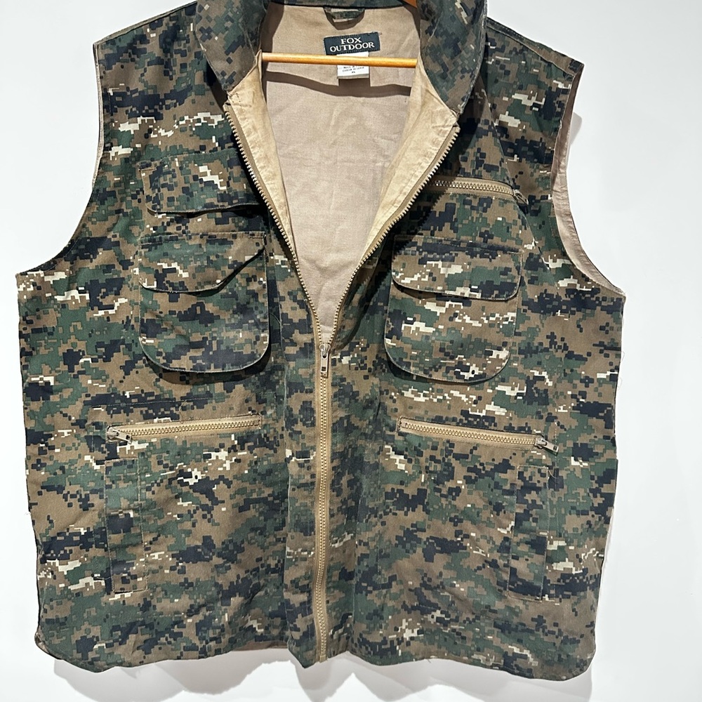 Fox Outdoor Camouflage Tactical Vest XL Digital Camo Hunting Fishing Utility Ve